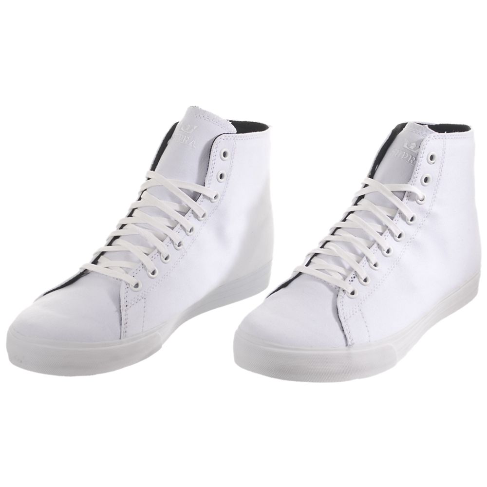 Baskets Montantes Supra Thunder High Blanche White/Canvas Homme | MAM-73149979